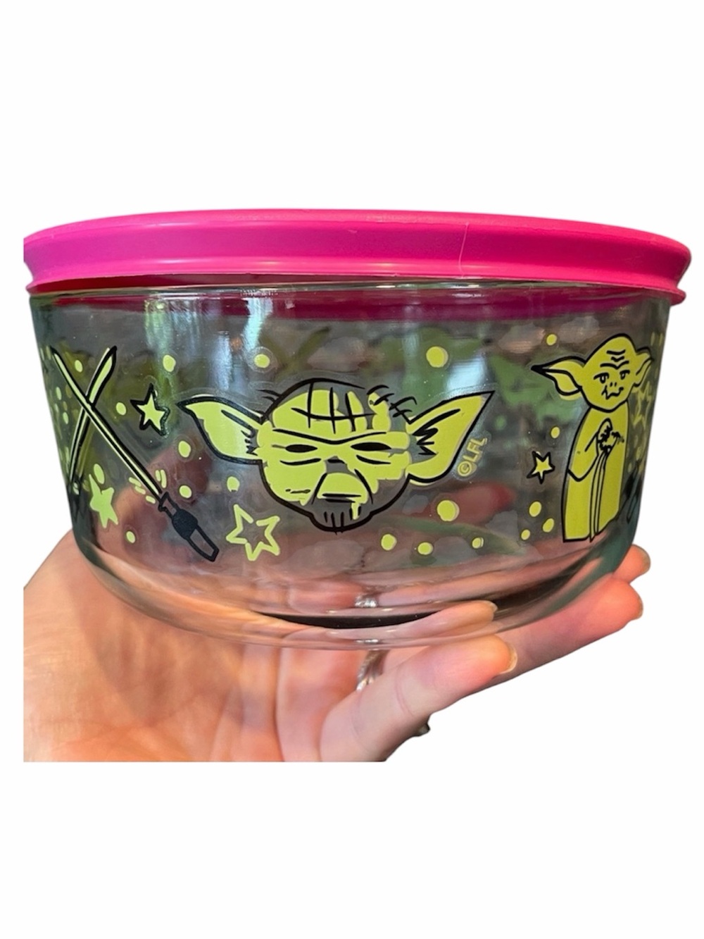 Pyrex Star Wars Yoda Bowl Decorated Glass Storage Container Starwars Lightsaber